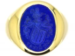 14ct Gold Signet Ring With Lapis Intaglio Of A Farmer