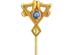 Art Nouveau 14ct Gold & Sapphire Tie Pin