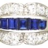 Art Deco Platinum Double Buckle Ring Set With Calibre Sapphires & Diamonds -Antique Jewellery Company DSC09419 scaled 1