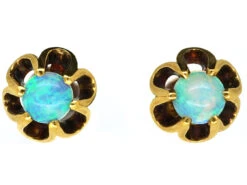 Retro 18ct Gold & Opal Stud Earrings