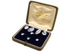 Edwardian 9ct Gold & Moonstone Dress Set In Original Case -Antique Jewellery Company DSC09438 1