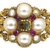 15ct Gold Regency Emerald, Natural Split Pearl & Ruby Cluster Ring -Antique Jewellery Company DSC09482