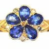 Edwardian 18ct Gold, Sapphire & Rose Diamond Pansy Cluster Ring -Antique Jewellery Company DSC09488 scaled 1
