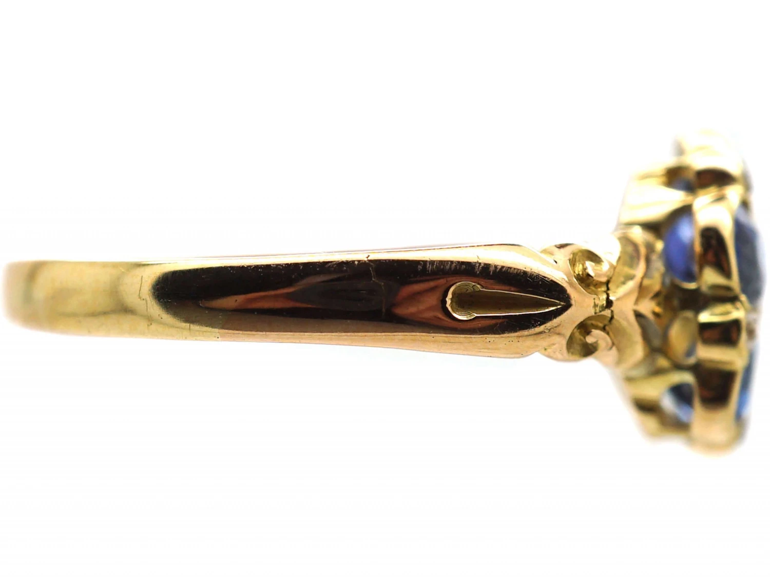 Edwardian 18ct Gold, Sapphire & Rose Diamond Pansy Cluster Ring 7 Edwardian 18ct Gold, Sapphire & Rose Diamond Pansy Cluster Ring - Image 5