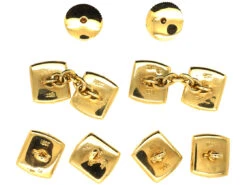 Art Deco 18ct Gold, Platinum, Mother Of Pearl & Natural Split PearlDress Set -Antique Jewellery Company DSC09522