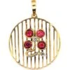 Art Deco 15ct Gold Round Pendant With Ruby & Rose Diamond Flower 1 Art Deco 15ct Gold Round Pendant With Ruby & Rose Diamond Flower -Antique Jewellery Company DSC09527 scaled 1