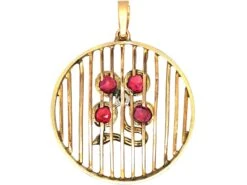 Art Deco 15ct Gold Round Pendant With Ruby & Rose Diamond Flower 7 Art Deco 15ct Gold Round Pendant With Ruby & Rose Diamond Flower -Antique Jewellery Company DSC09532 scaled 1