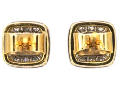 1960’s 18ct Gold & Platinum Sapphire & Diamond Earrings 5 1960’s 18ct Gold & Platinum Sapphire & Diamond Earrings -Antique Jewellery Company DSC09536