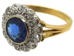18ct Gold & Platinum, Large Sapphire & Diamond Cluster Ring 17 18ct Gold & Platinum, Large Sapphire & Diamond Cluster Ring -Antique Jewellery Company DSC09563