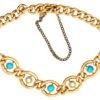 Edwardian 15ct Gold Curb Bracelet Set With Turquoise & Pearls -Antique Jewellery Company DSC09572