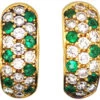 18ct Gold Hoop Earrings Set With Emeralds & Diamonds -Antique Jewellery Company DSC09576
