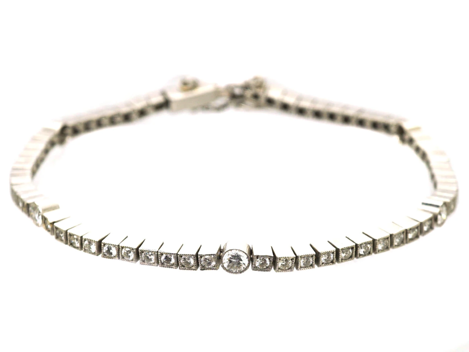 Art Deco Platinum Tennis Bracelet Set With Diamonds 5 Art Deco Platinum Tennis Bracelet Set With Diamonds - Image 3