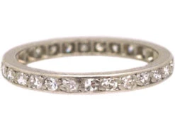 Early 20th Century Narrow Platinum & Diamond Eternity Ring 11 Early 20th Century Narrow Platinum & Diamond Eternity Ring -Antique Jewellery Company DSC09583