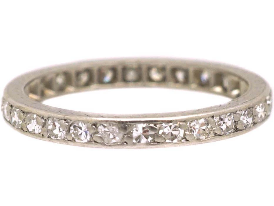 Early 20th Century Narrow Platinum & Diamond Eternity Ring 7 Early 20th Century Narrow Platinum & Diamond Eternity Ring - Image 5