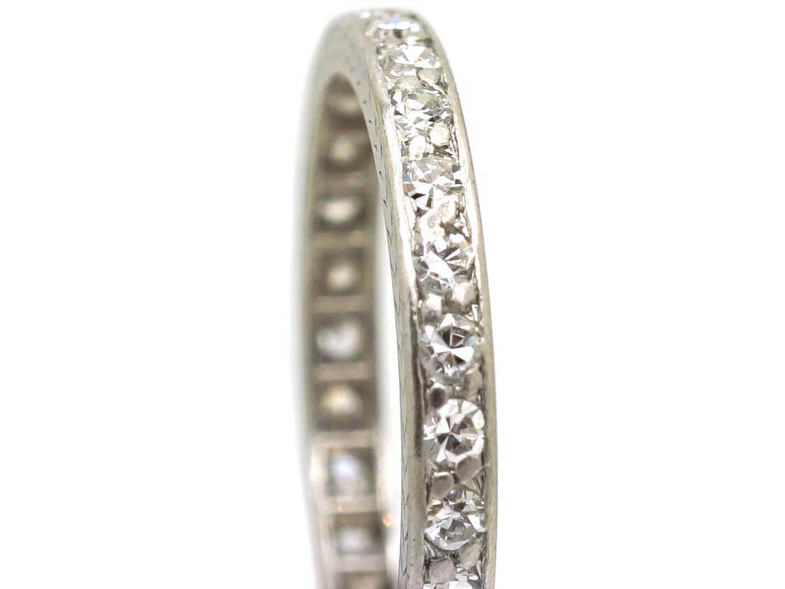 Early 20th Century Narrow Platinum & Diamond Eternity Ring 6 Early 20th Century Narrow Platinum & Diamond Eternity Ring - Image 4
