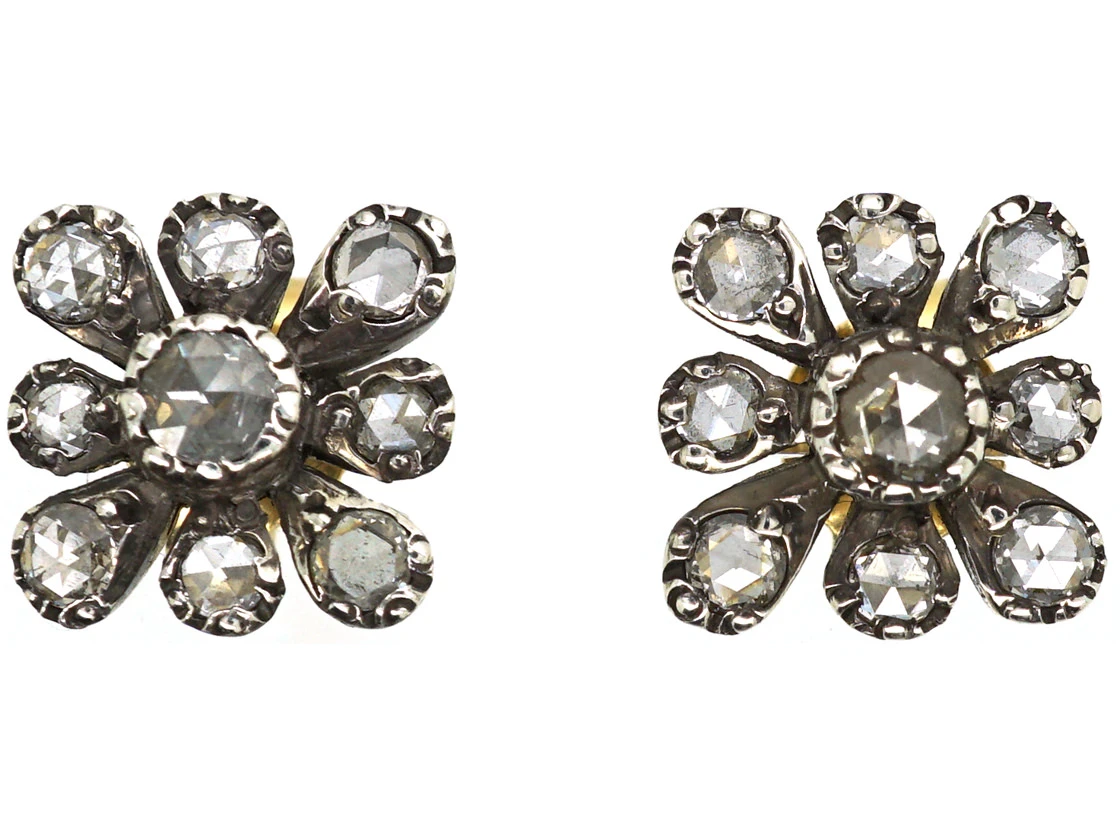 Rose Diamond Cluster Earrings 3 Rose Diamond Cluster Earrings