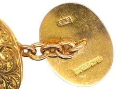 Victorian 9ct Gold Engraved Oval Cufflinks 11 Victorian 9ct Gold Engraved Oval Cufflinks -Antique Jewellery Company DSC096161