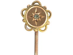 Victorian 9ct Gold & Rose Diamond Round Tie Pin
