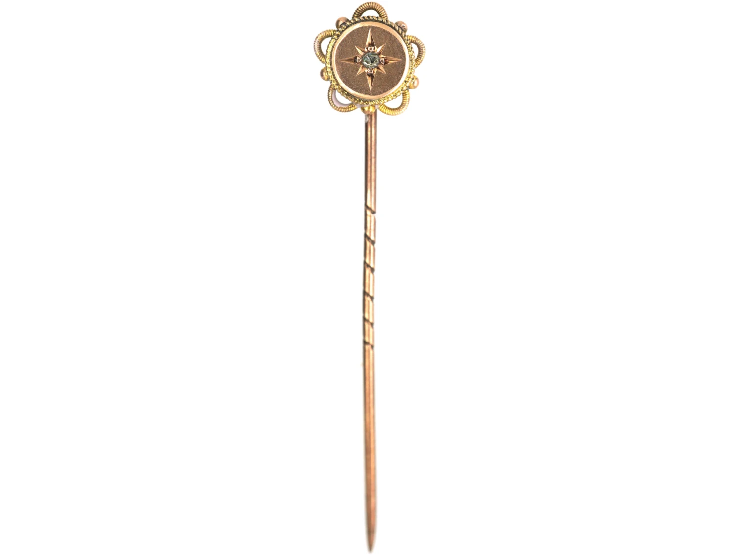 Victorian 9ct Gold & Rose Diamond Round Tie Pin 4 Victorian 9ct Gold & Rose Diamond Round Tie Pin - Image 2