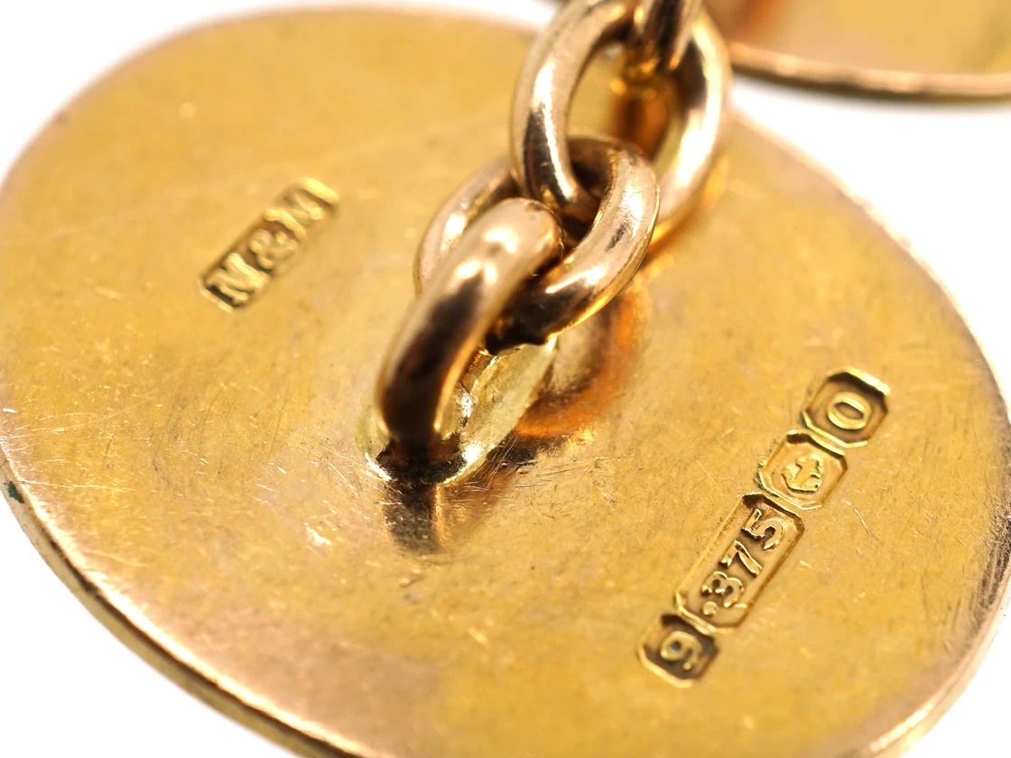 Victorian 9ct Gold Engraved Oval Cufflinks 7 Victorian 9ct Gold Engraved Oval Cufflinks - Image 5