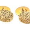 Victorian 9ct Gold Engraved Oval Cufflinks -Antique Jewellery Company DSC09624