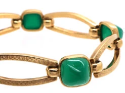 9ct Gold & Green Chalcedony Bracelet By Deakin & Francis -Antique Jewellery Company DSC09628 1