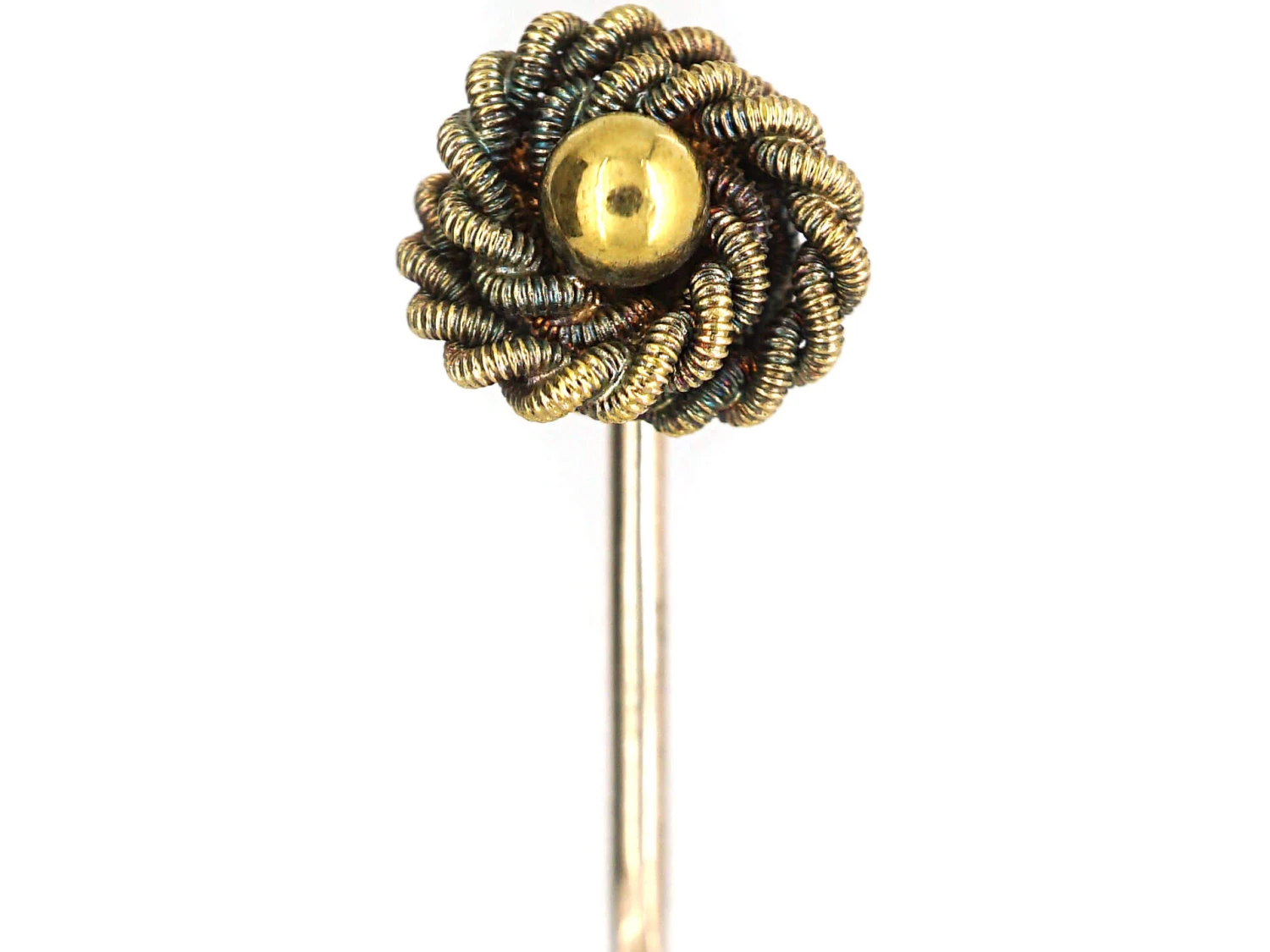 Victorian 15ct Gold Rope & Bobble Tie Pin 3 Victorian 15ct Gold Rope & Bobble Tie Pin