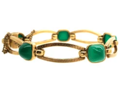 9ct Gold & Green Chalcedony Bracelet By Deakin & Francis -Antique Jewellery Company DSC09629