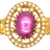 Victorian 18ct Gold, Star Ruby & Natural Split Pearl Cluster Ring 2 Victorian 18ct Gold, Star Ruby & Natural Split Pearl Cluster Ring -Antique Jewellery Company DSC09630 copy