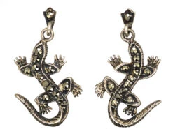 Silver & Marcasite Lizard Earrings