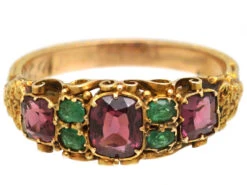 Victorian 15ct Gold, Almandine Garnet & Emerald Ring 15 Victorian 15ct Gold, Almandine Garnet & Emerald Ring -Antique Jewellery Company DSC09644