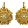 Victorian 15ct Gold Round Earrings Set With Natural Split Pearls