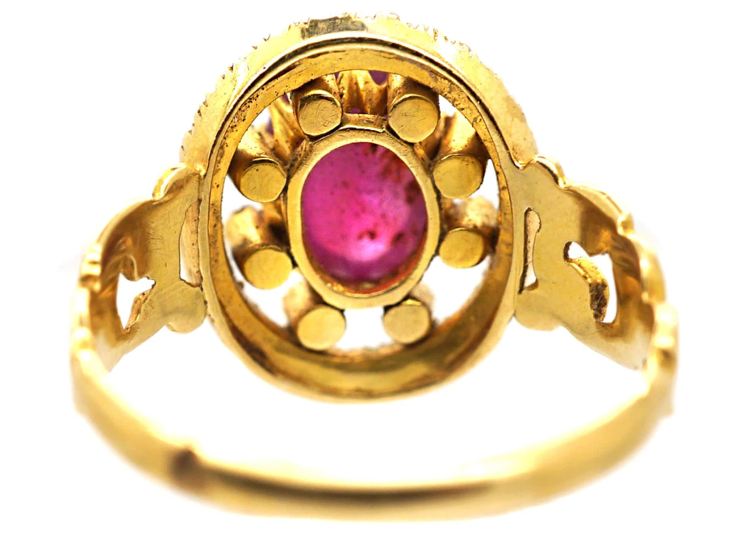 Victorian 18ct Gold, Star Ruby & Natural Split Pearl Cluster Ring 6 Victorian 18ct Gold, Star Ruby & Natural Split Pearl Cluster Ring - Image 4