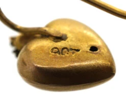 Edwardian 9ct Gold Heart Shaped Earrings Set With A Pearl 8 Edwardian 9ct Gold Heart Shaped Earrings Set With A Pearl -Antique Jewellery Company DSC09688