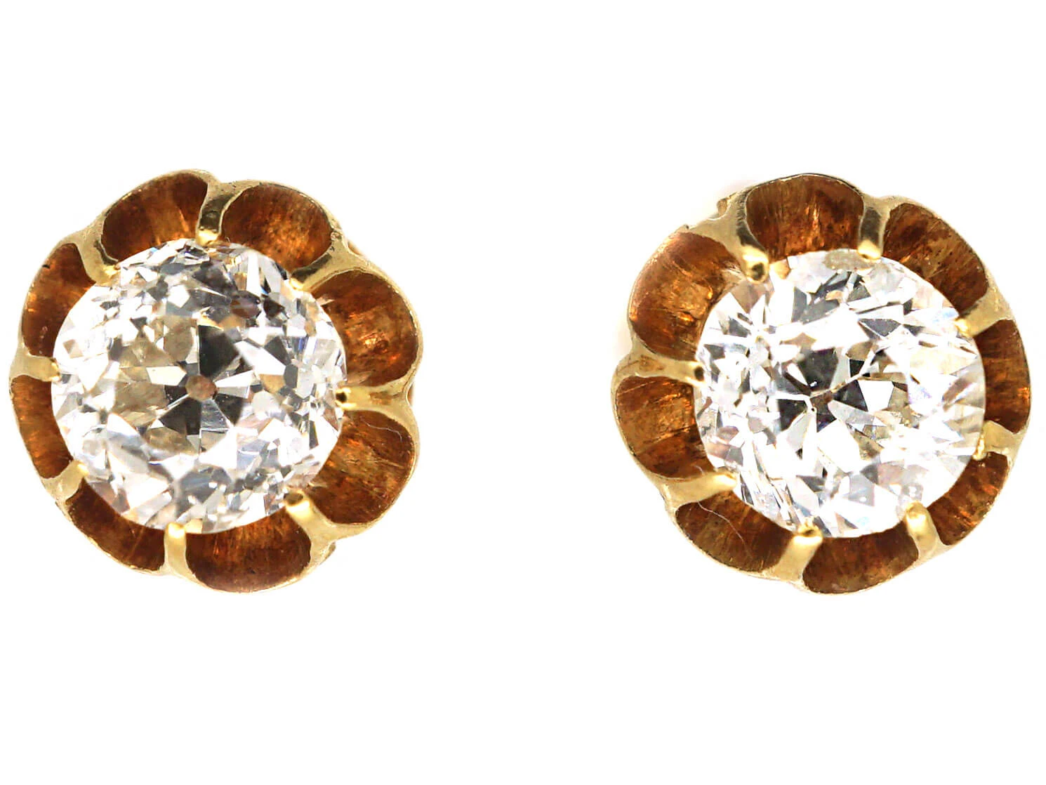 Edwardian 18ct Gold Diamond Solitaire Earrings 3 Edwardian 18ct Gold Diamond Solitaire Earrings