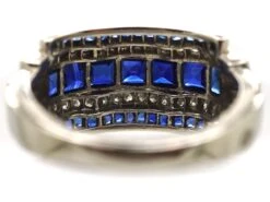 Art Deco Platinum, Sapphire & Diamond Ring With Scalloped Edges 13 Art Deco Platinum, Sapphire & Diamond Ring With Scalloped Edges -Antique Jewellery Company DSC09706 scaled 1