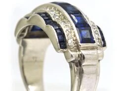 Art Deco Platinum, Sapphire & Diamond Ring With Scalloped Edges 10 Art Deco Platinum, Sapphire & Diamond Ring With Scalloped Edges -Antique Jewellery Company DSC09724 scaled 1