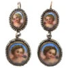 Victorian Cut Steel & Porcelain Cherub Drop Earrings -Antique Jewellery Company DSC09735