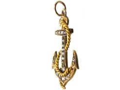 Victorian 15ct Gold Anchor Pendant Set With Rose Diamonds -Antique Jewellery Company DSC09778