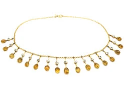 Edwardian 15ct Gold Fringe Necklace Set With Citrines & Rock Crystal 7 Edwardian 15ct Gold Fringe Necklace Set With Citrines & Rock Crystal -Antique Jewellery Company DSC09804