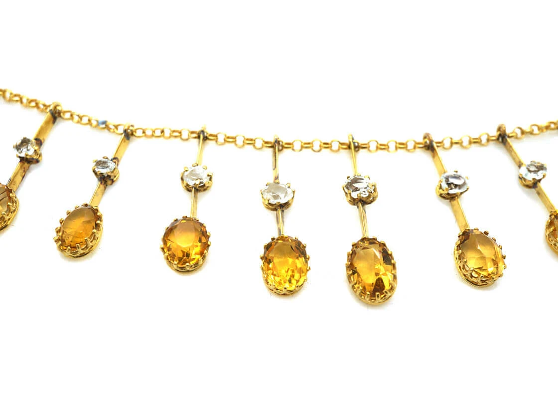 Edwardian 15ct Gold Fringe Necklace Set With Citrines & Rock Crystal 6 Edwardian 15ct Gold Fringe Necklace Set With Citrines & Rock Crystal - Image 4