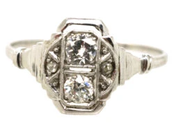 Art Deco 18ct White Gold & Diamond Ring -Antique Jewellery Company DSC09827