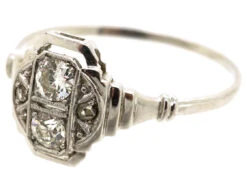 Art Deco 18ct White Gold & Diamond Ring -Antique Jewellery Company DSC09829