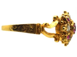 Georgian 18ct Gold, Ruby & Rose Diamond Cluster Ring -Antique Jewellery Company DSC09833