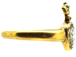 Victorian 18ct Gold Double Heart Ring Set With An Emerald & Diamonds -Antique Jewellery Company DSC09835 copy