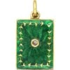 Edwardian 18ct Gold, Green Enamel & Rose Diamond Rectangular Locket -Antique Jewellery Company DSC09857