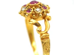 Georgian 18ct Gold, Ruby & Rose Diamond Cluster Ring -Antique Jewellery Company DSC09862