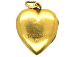 Edwardian 15ct Gold Heart Locket Set With A Sapphire 7 Edwardian 15ct Gold Heart Locket Set With A Sapphire -Antique Jewellery Company DSC09869