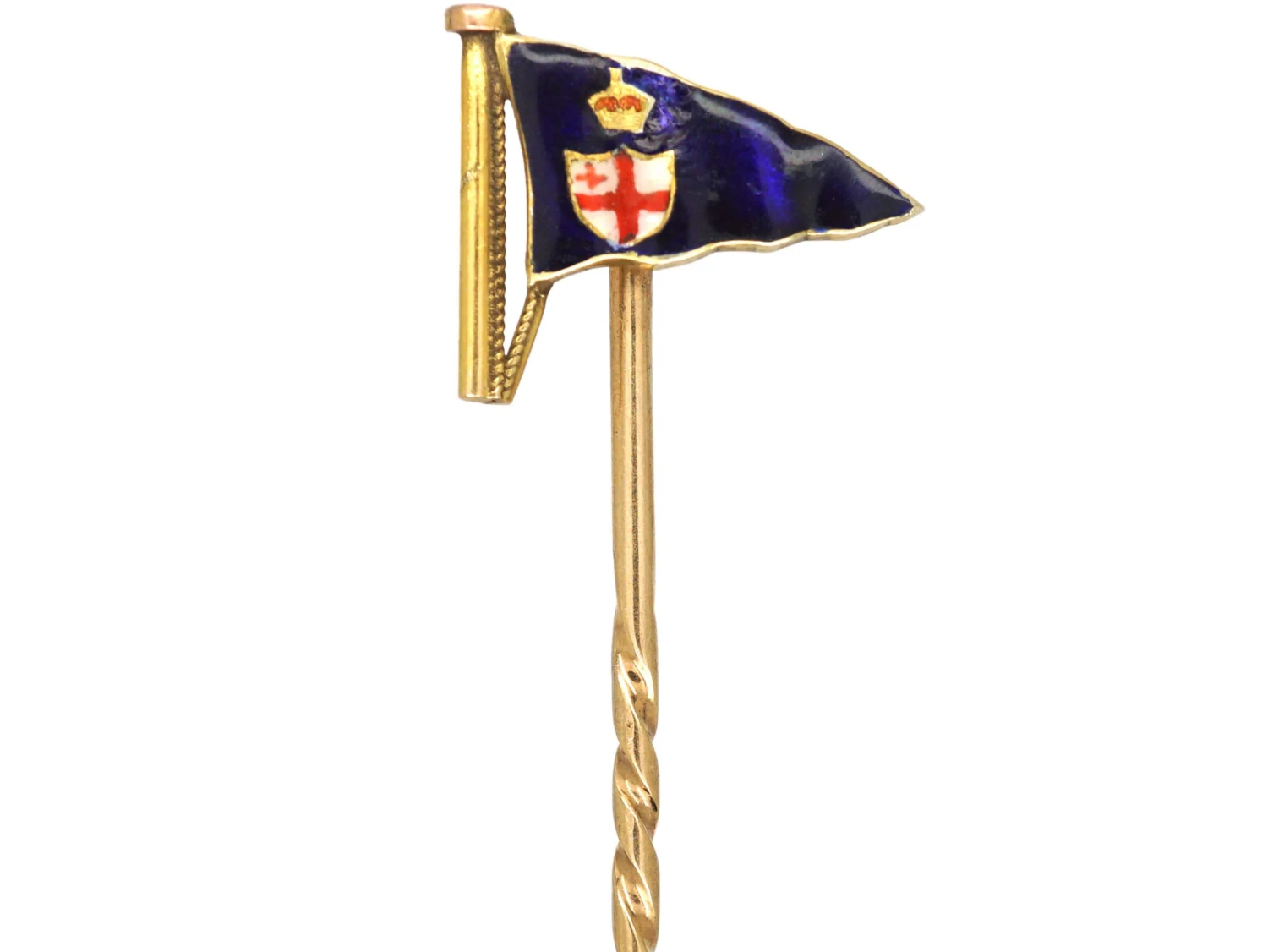 Edwardian 9ct Gold & Enamel Burgee Tie Pin For The Royal London Yacht Club 3 Edwardian 9ct Gold & Enamel Burgee Tie Pin For The Royal London Yacht Club
