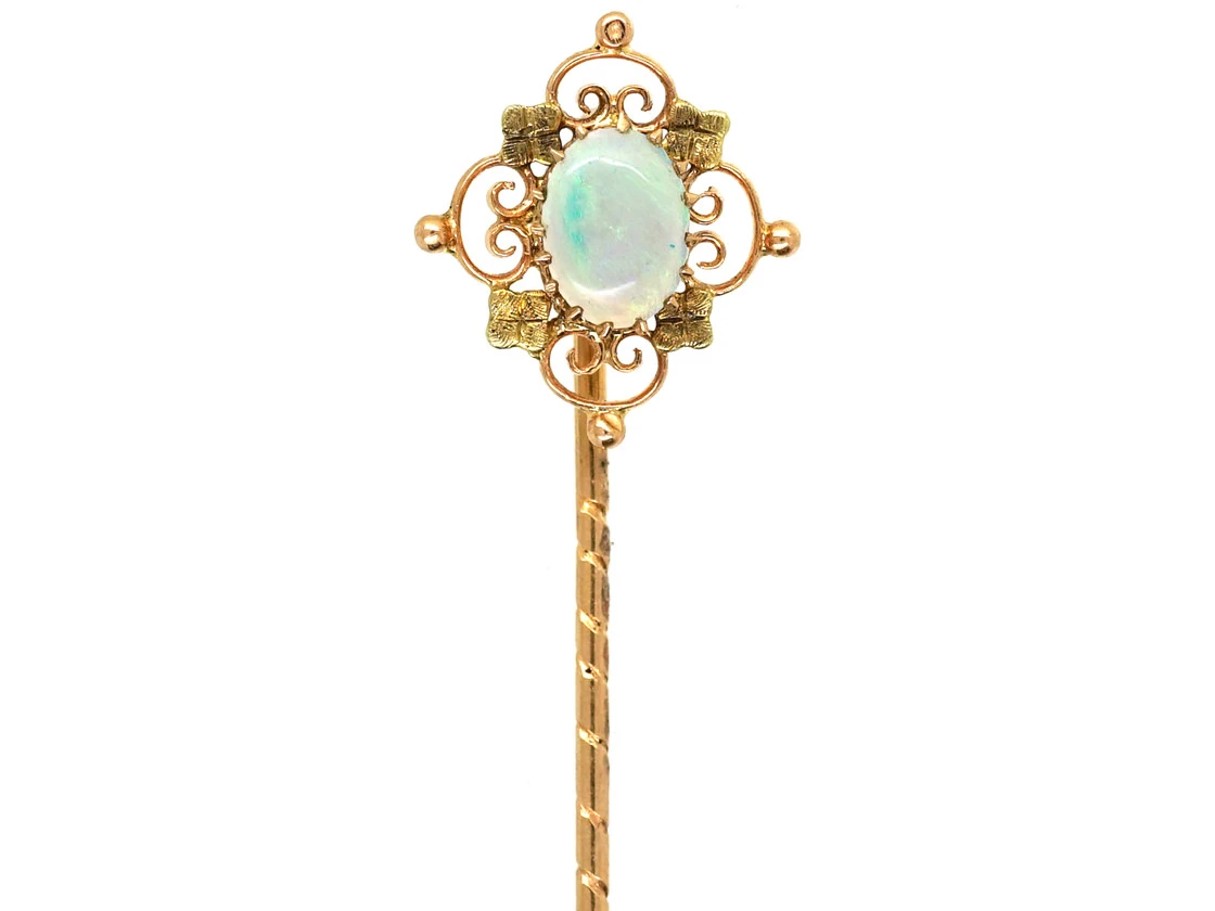 Edwardian 15ct Two Colour Gold & Opal Tie Pin 3 Edwardian 15ct Two Colour Gold & Opal Tie Pin